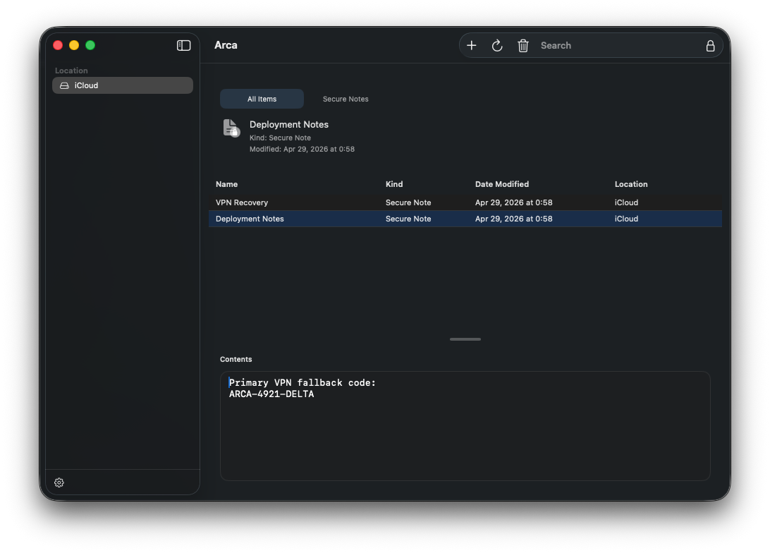 Arca application preview